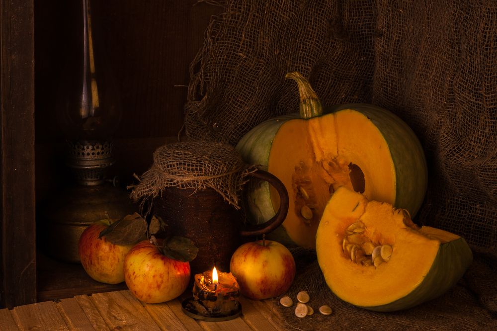 Тыква, Лампа и Свеча