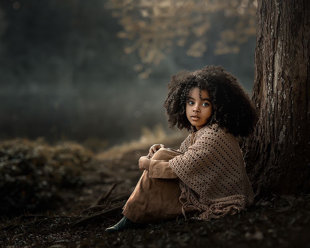 Cute girl with curly hair
