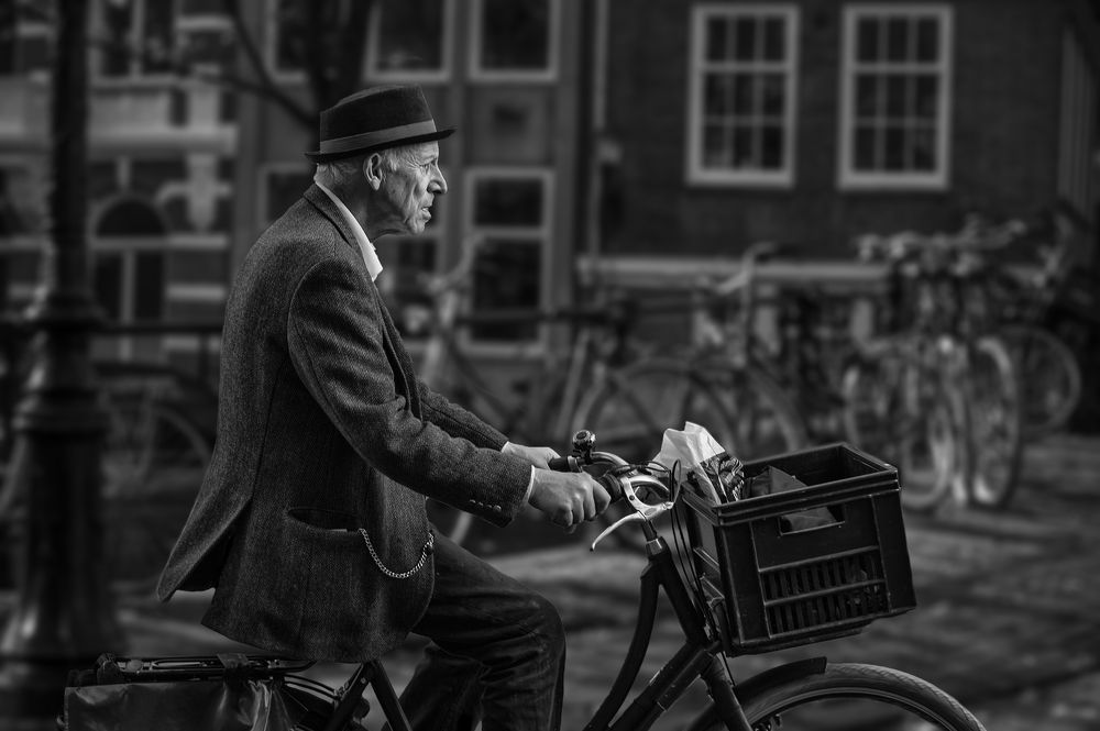 The old man in a bike