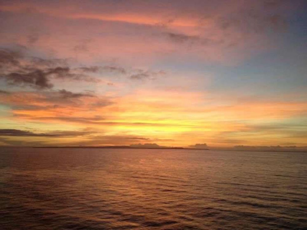 Aboard on sea sunrise