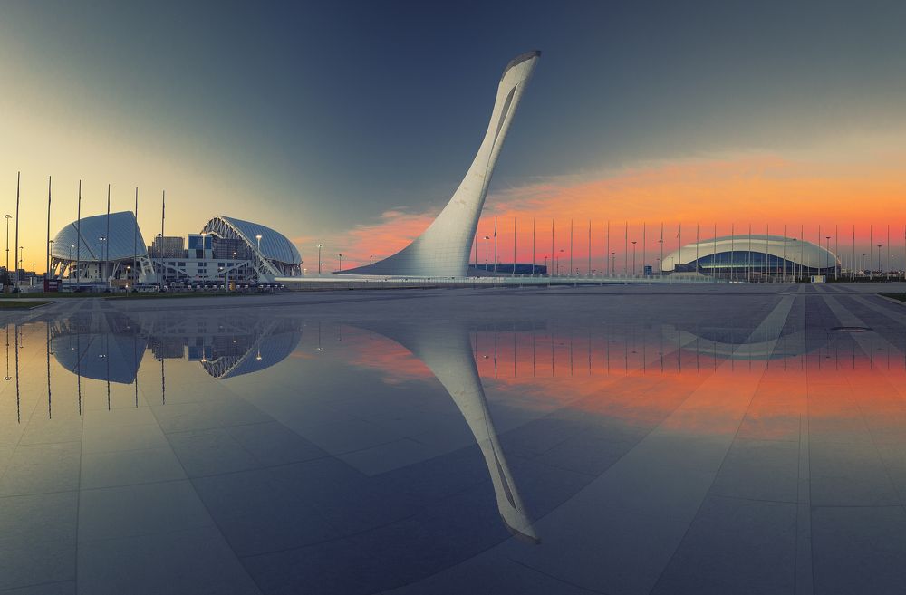 Panorama of the Sochi Olympic Park after the rain
