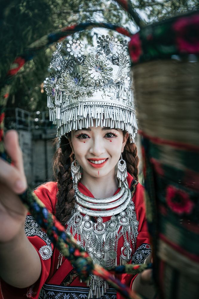 Bathing under the waterfall