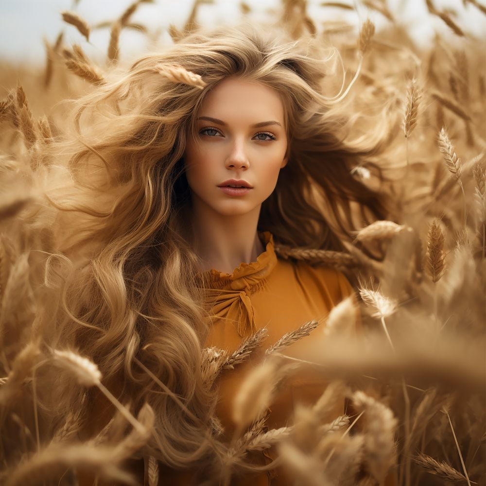 In the wheat field of your hair