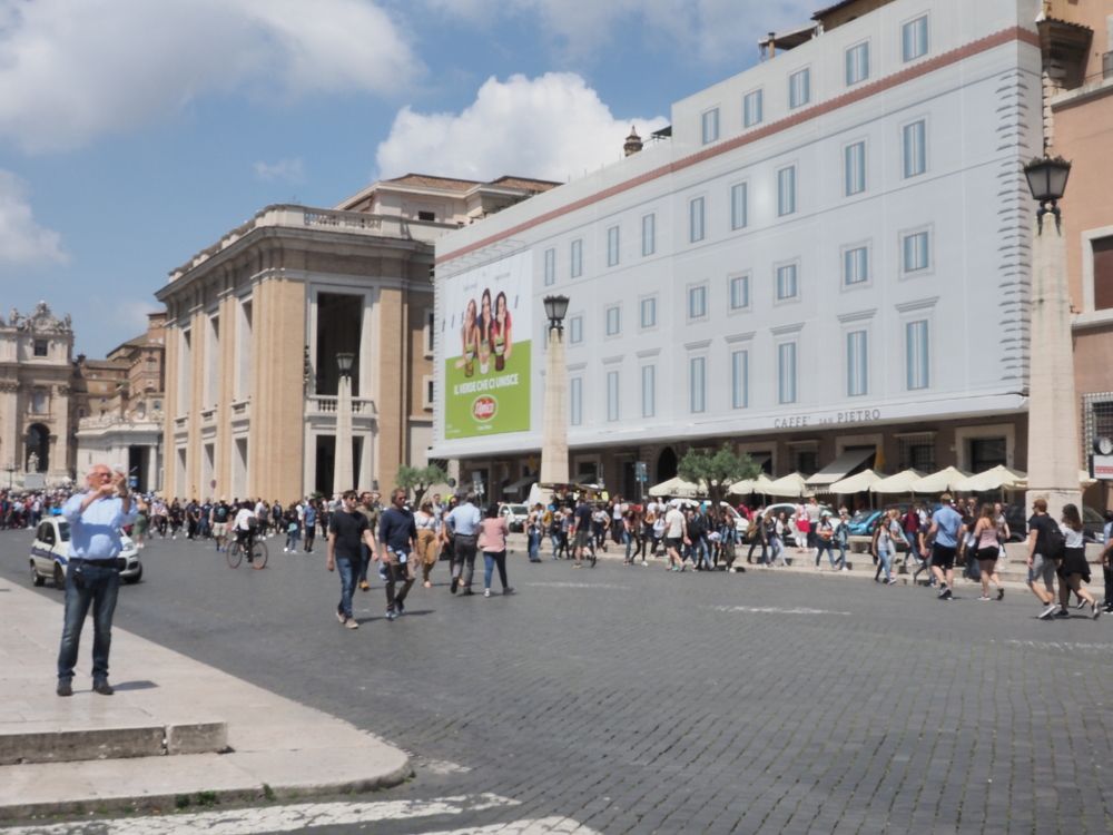 St. Peter's Square is a massive plaza located directly in front of St. Peter's Basilica in the Vatican City.