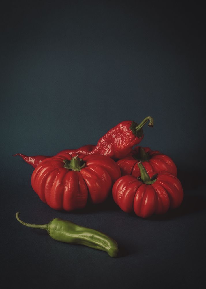 peppers and red eggplants