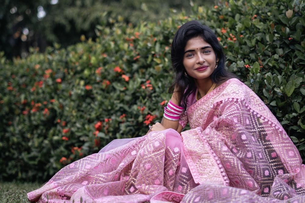 A blissful lady ebracing the rhythms of nature