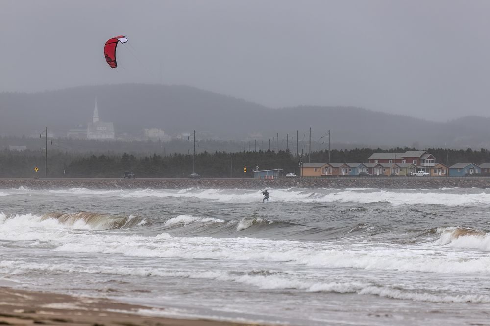 Kite surfing during the storm