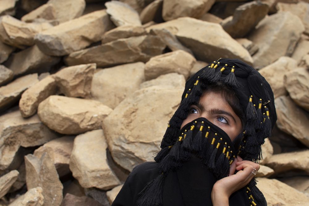 Girl with colorful eyes.