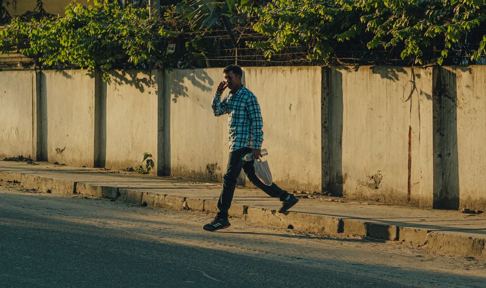 Man walking in the streets of India