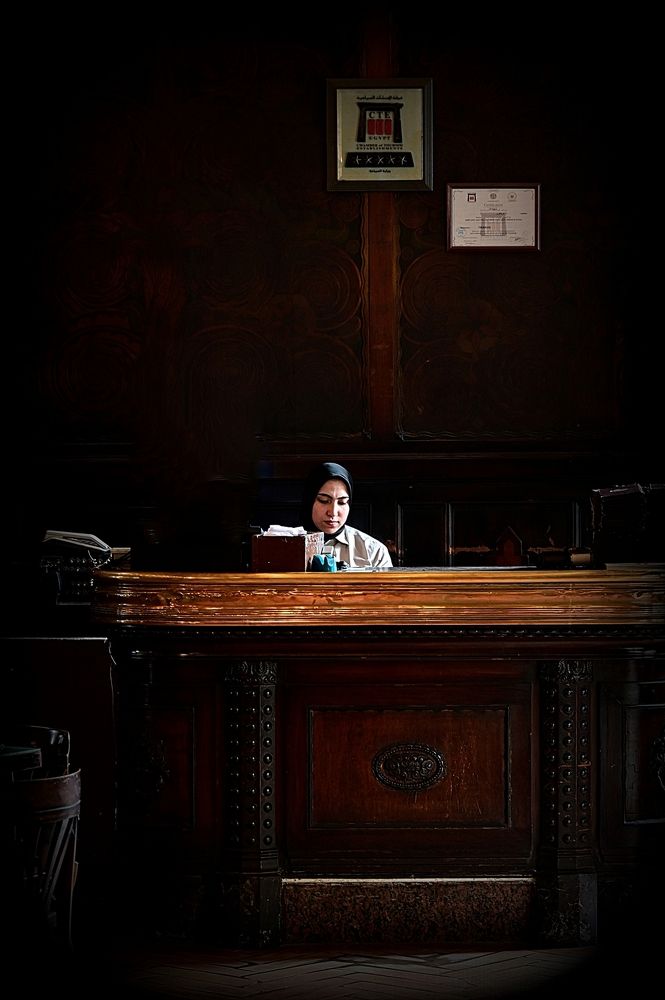 Girl behind the desk