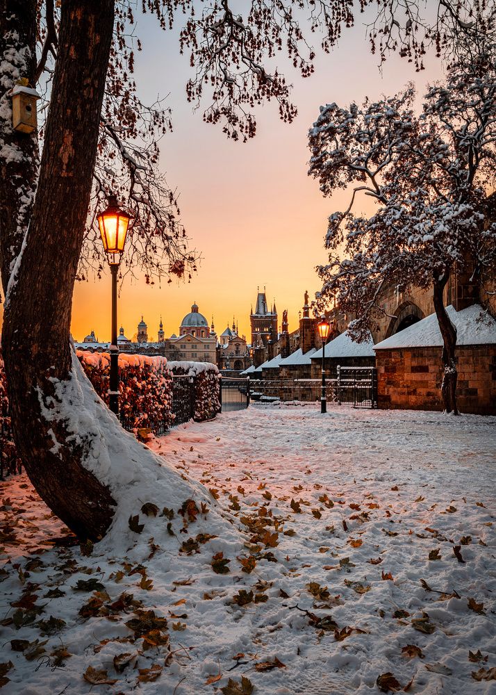 Morning Autumn and Winter in Prague.