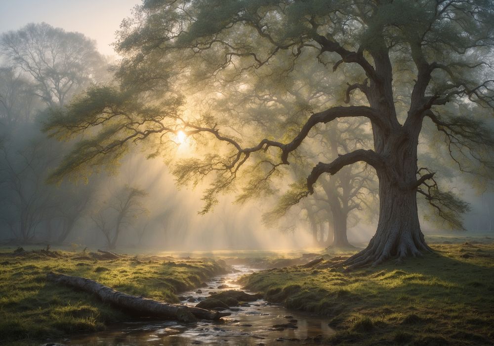 morning in the oak forest