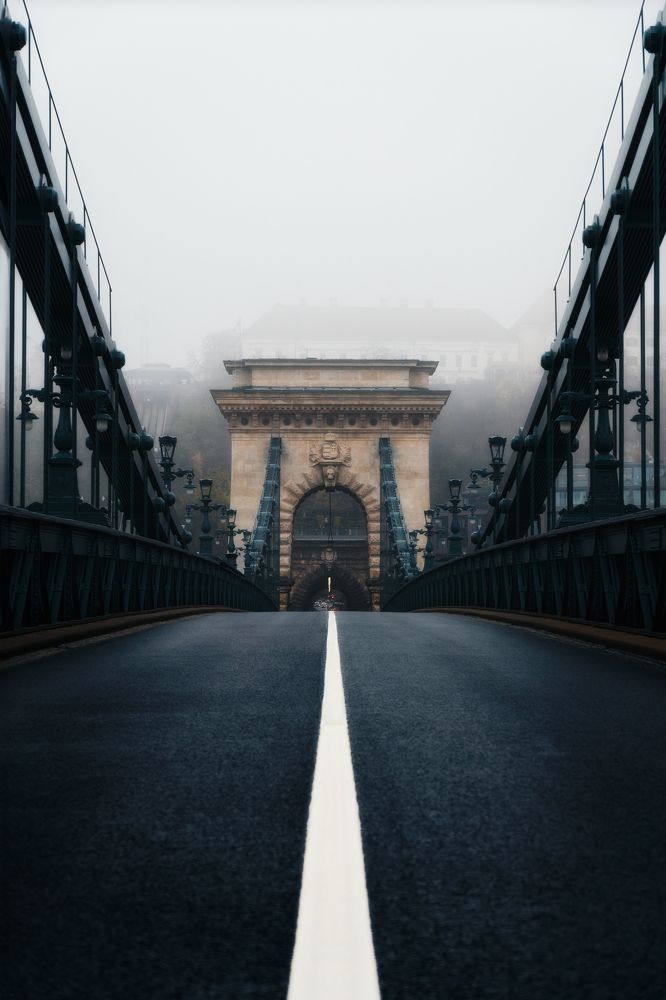 Fog Veil: Budapest's Széchenyi Bridge in Mystical Obscurity