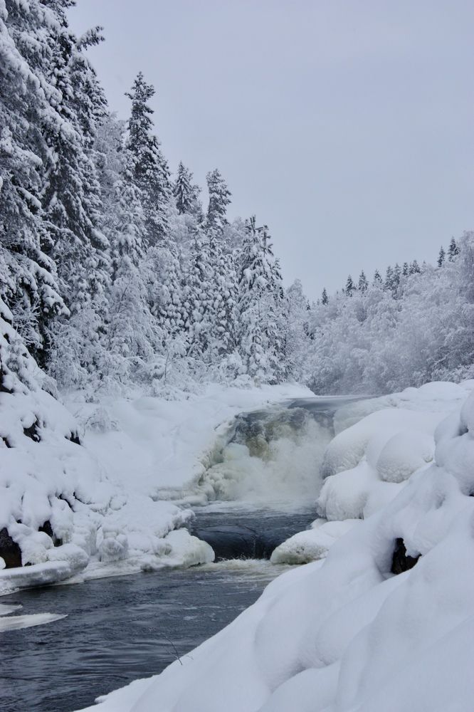 Живописный водопад Кивач в Карелии.