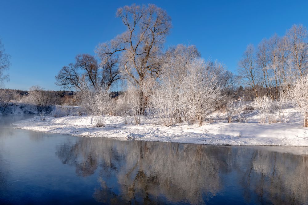 Frosty day on the river bank