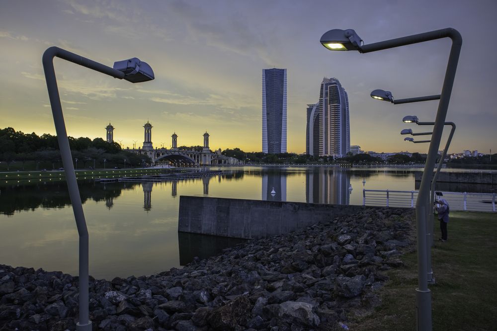 A view to the city sunset