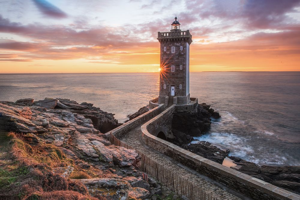 Kermorvan Lighthouse on sunset
