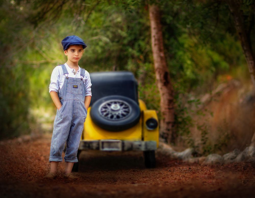 A boy is waiting for his father