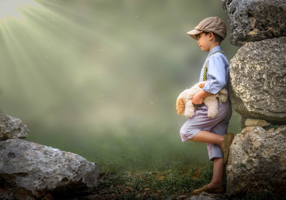 A boy and his fur doll