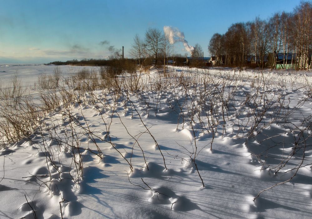 На берегу у реки.