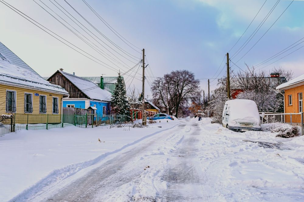Зимним утром на улице...