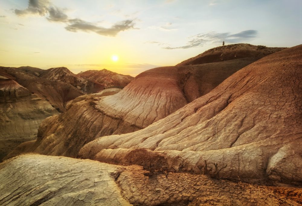 Colorful hills at sunrise