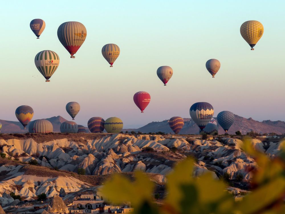 Dawn and hot air balloons in Cappadocia