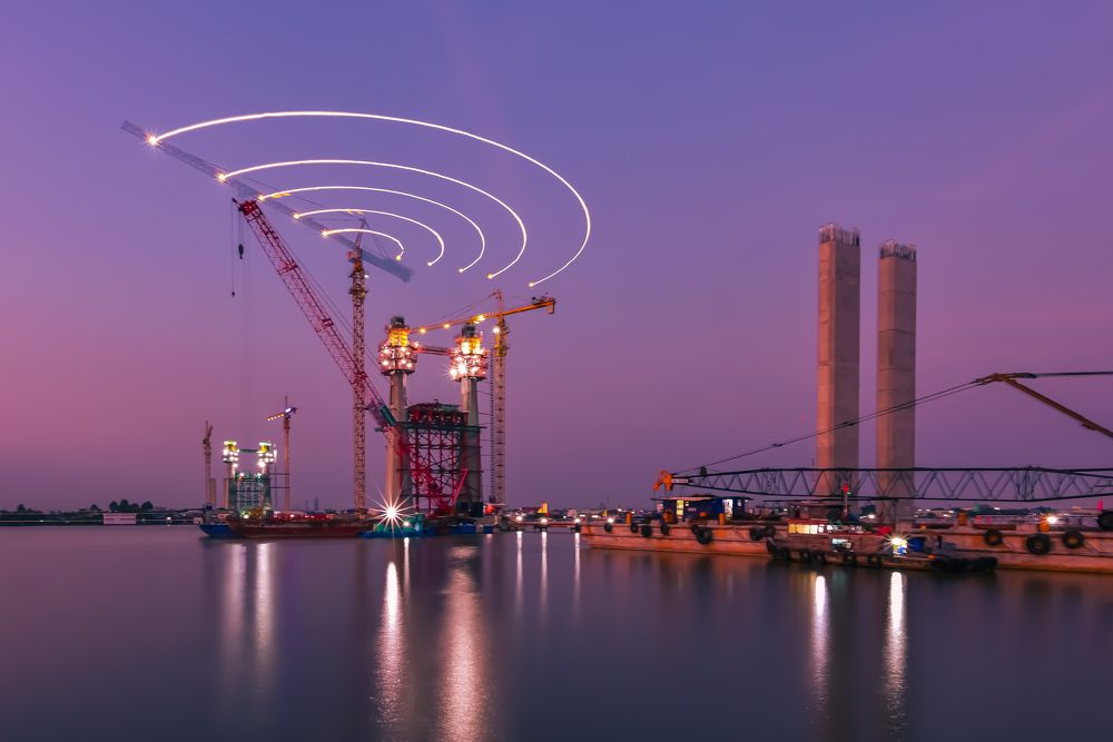 Bridge construction night