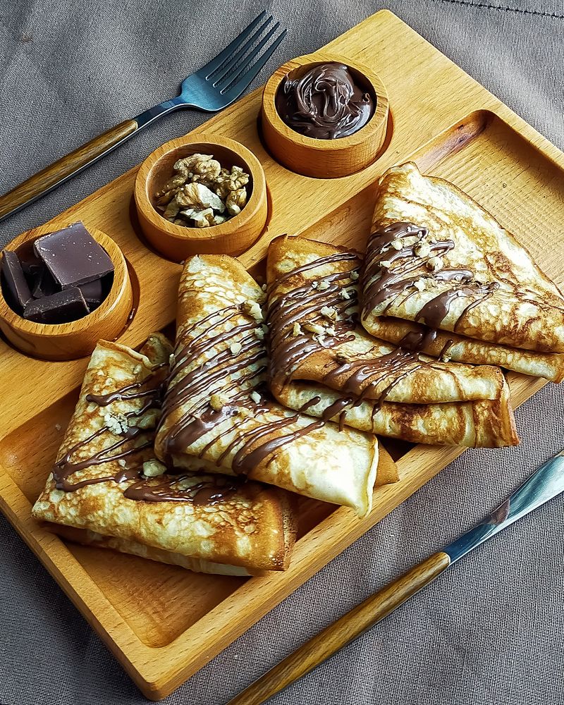 Блины на молоке с шоколадной пастой