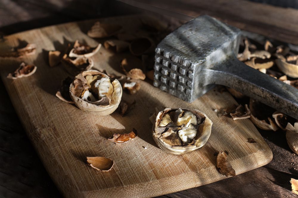 А nuts, a hammer and his Majesty the Sunshine!   Орехи, молоток и ..его величество Солнечный Свет!