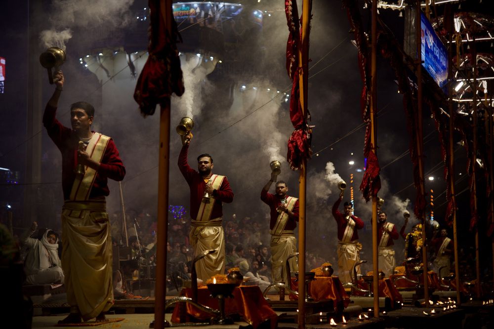 Ganga Aarti , an evening ritual at Ghats of Varanasi to worship Ganges River.