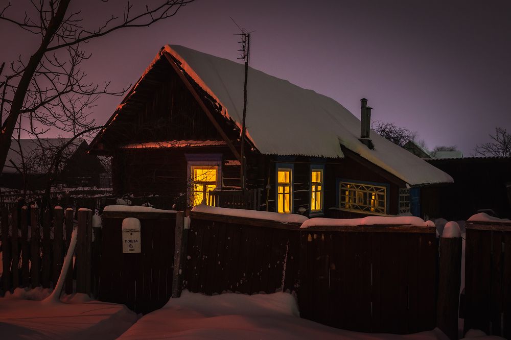 Зимний вечер в деревне
