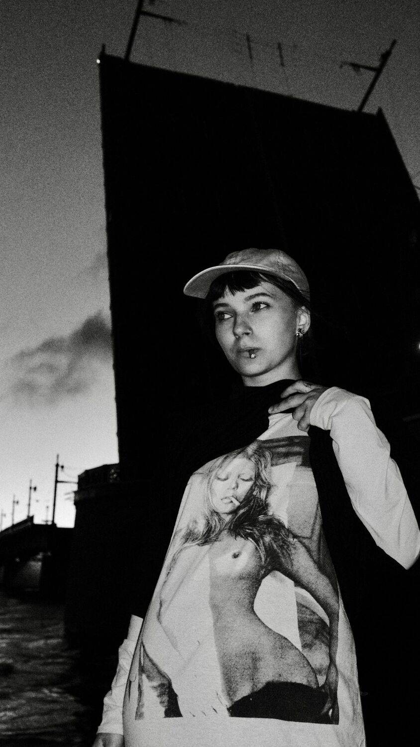 girl in granny t-shirt