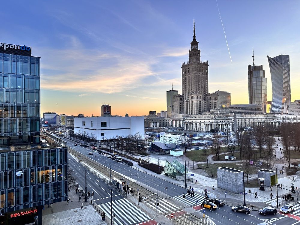 Sunset in Warsaw city centre 2024