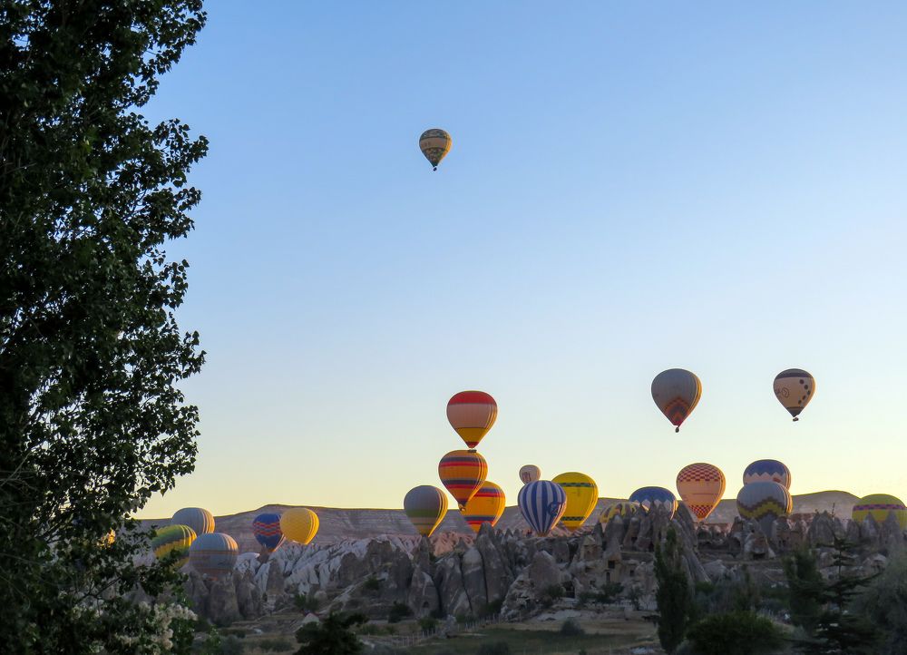 Dawn and hot air balloons in Cappadocia