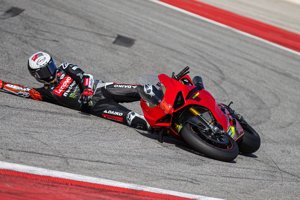 Pecco Bagnaia crashing at turn 3