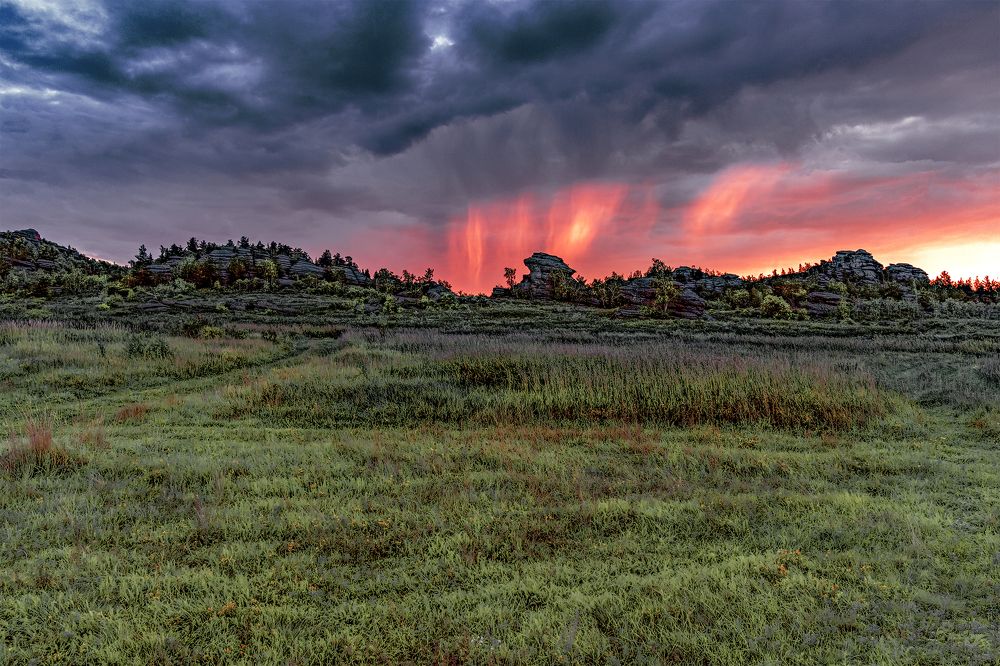 Thunderstorm at sunset