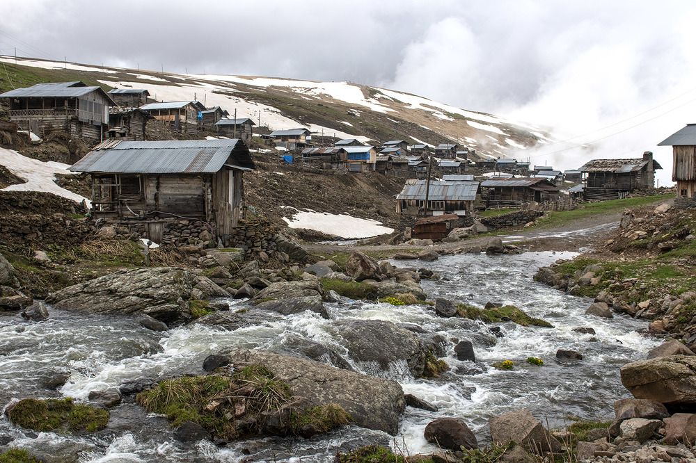 Village located by the stream