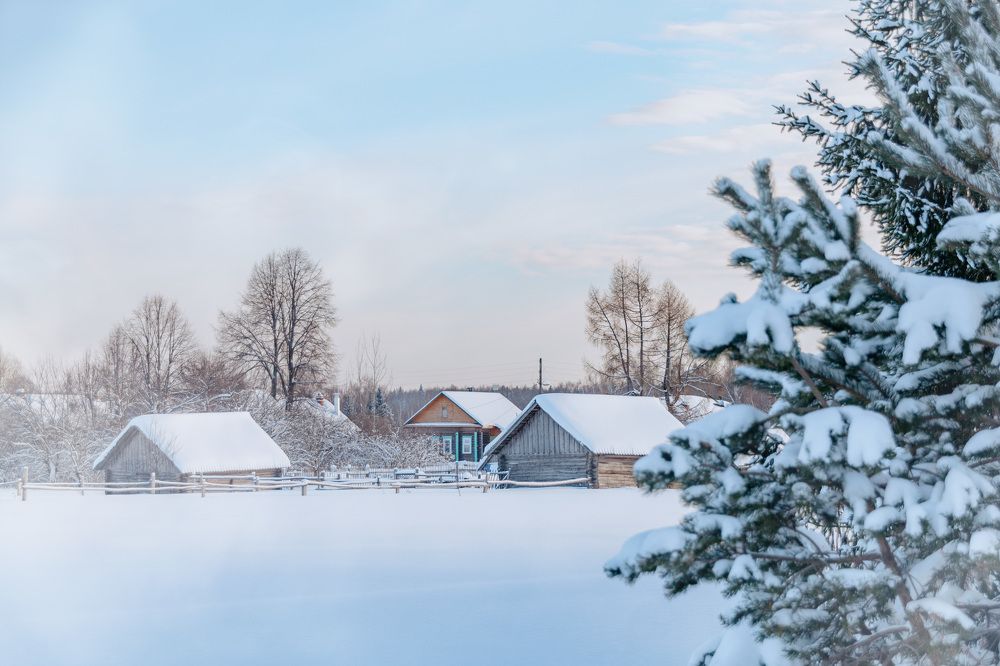 Русская деревня зимой