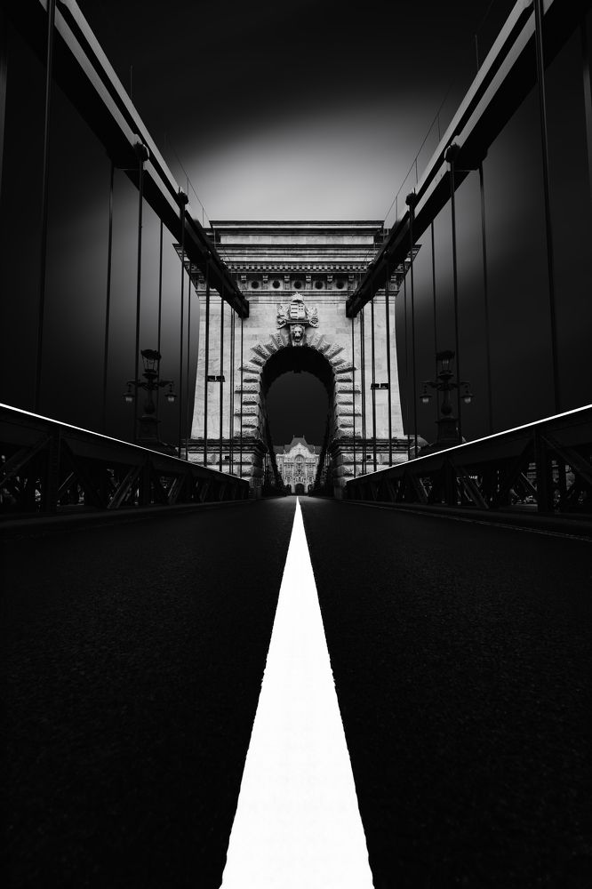 Ethereal Passage: Szecsenyi Lánchíd in Monochrome Fine Art