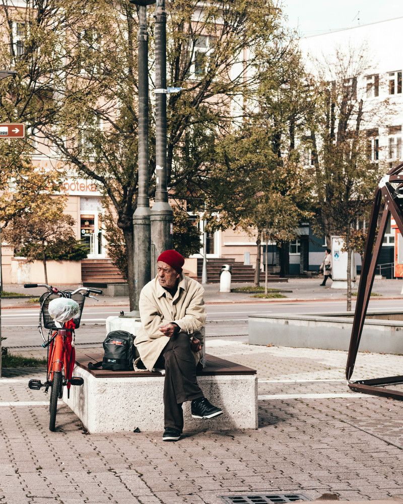 A man on the bench.