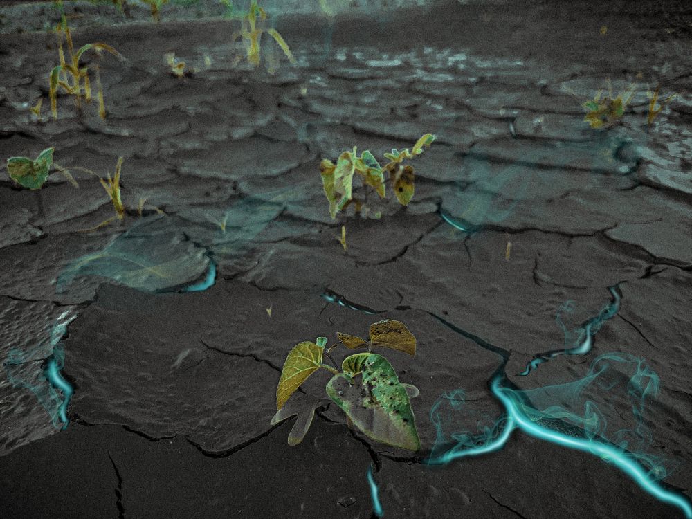 Blue smokes from ground