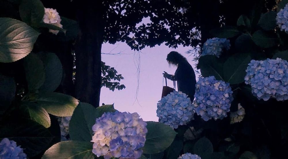 Hidden in the flowers.