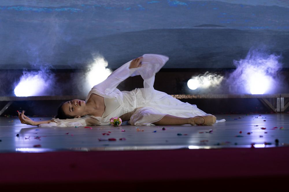 Beautiful dancer in white