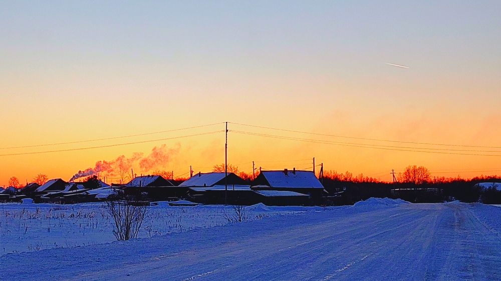 Закат в деревеньке
