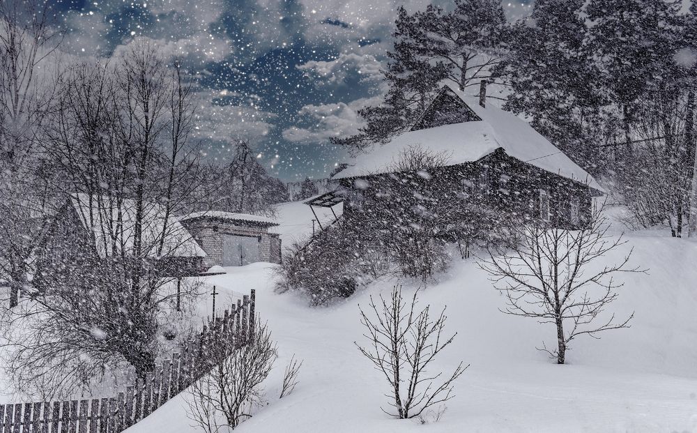 Февральский снегопад с метелью.