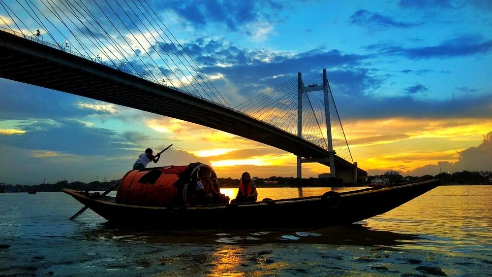 Beautiful sunset in the bosom of river Ganges