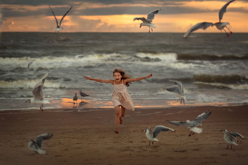 The girl and the birds