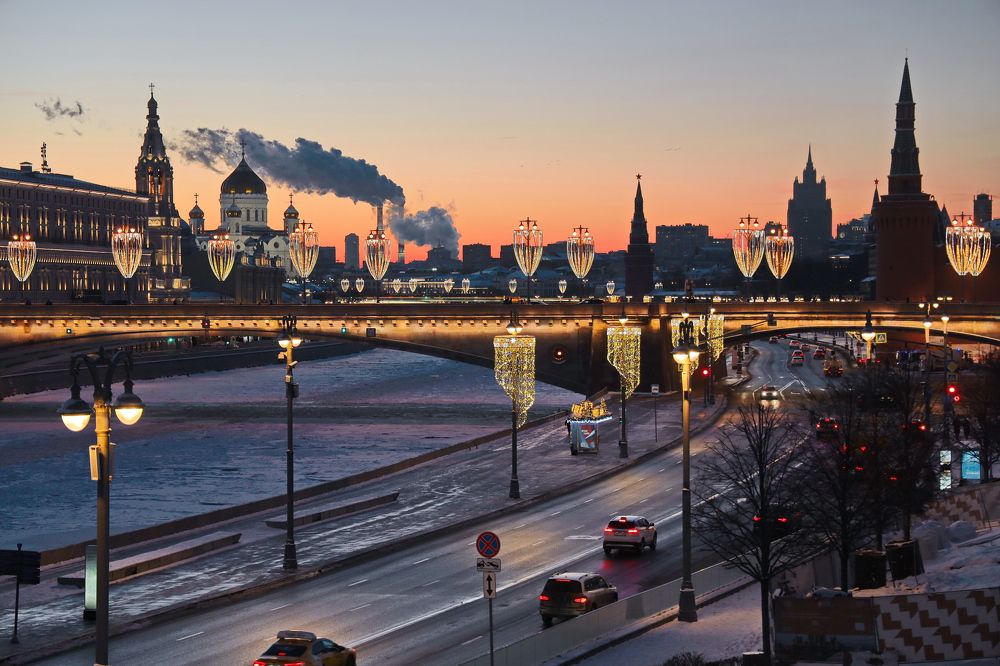 Морозный январский закат в Москве.