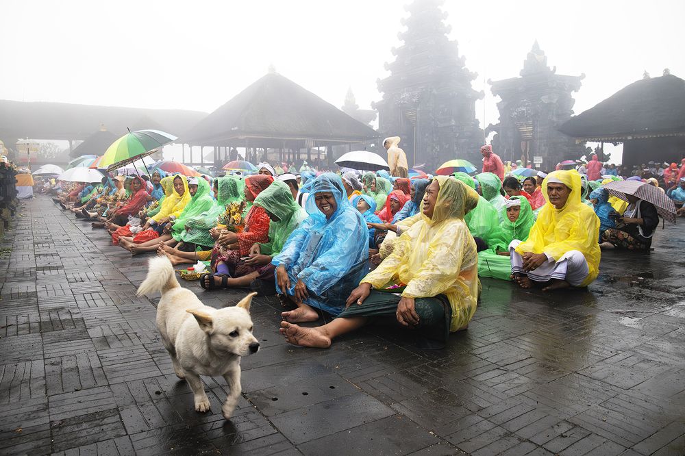 The prayers and offerings of the Hindus to their gods at the Pura Agung Besakih Temple in Bali, Indonesia.
